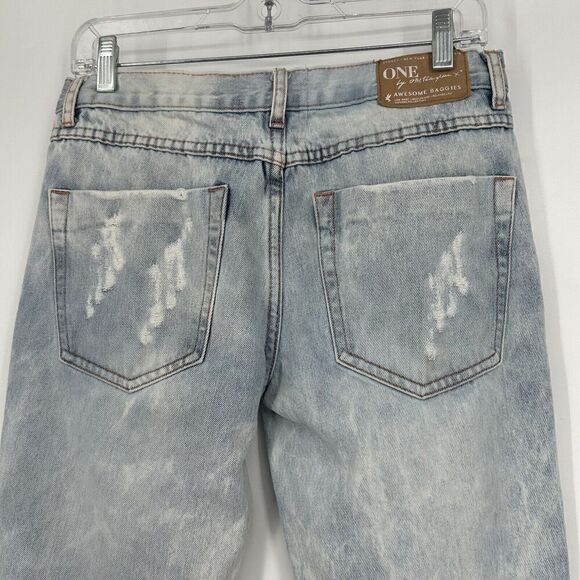 ONE By One Teaspoon Awesome Baggies Jeans Light Wash Ripped Mid Rise Size 26 - Picture 7 of 13